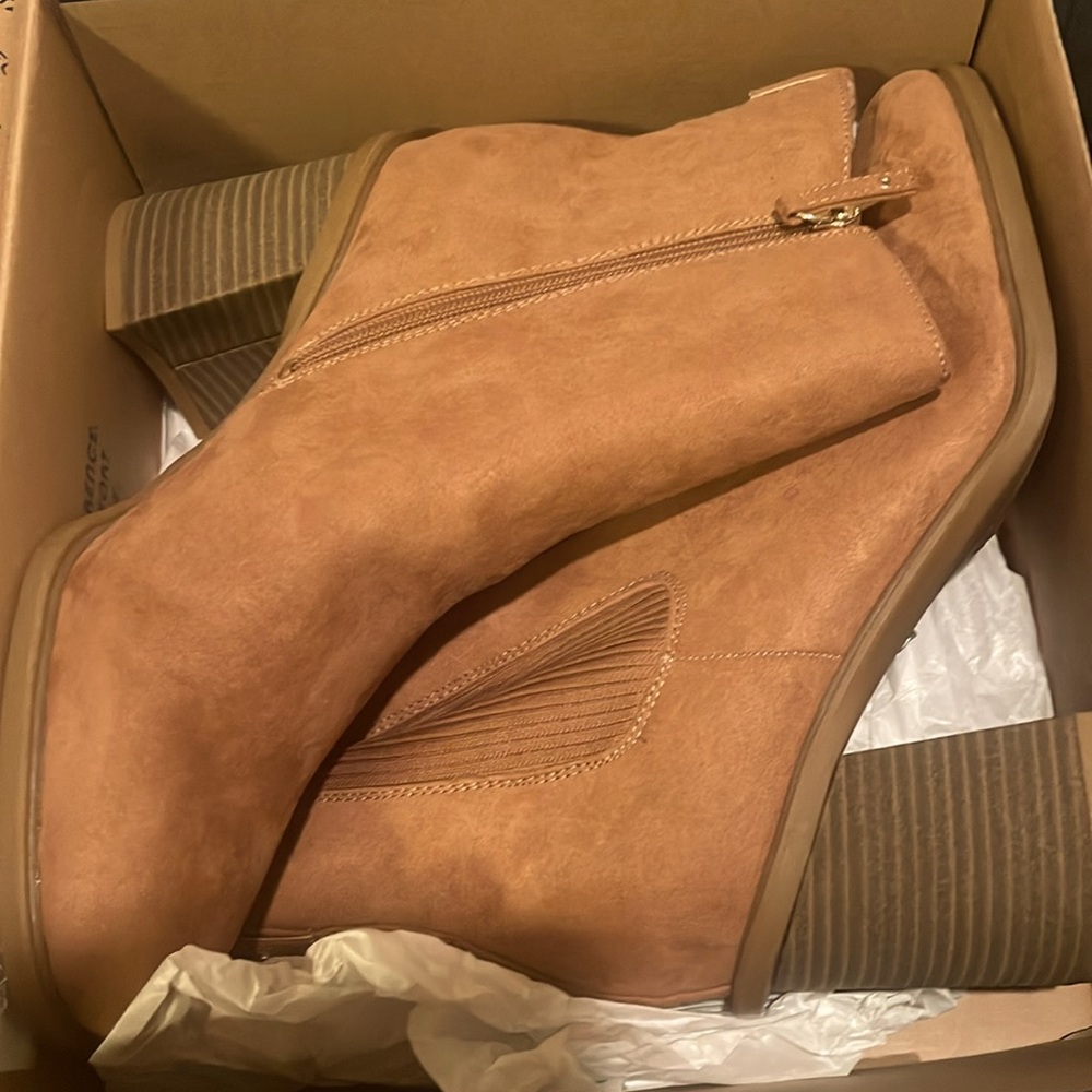 Dr. Scholls womens brown ultra suede stacked ankle boots msrp $115 sz 10 m